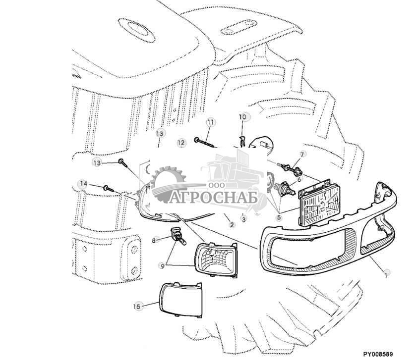 ФАРЫ И ФОНАРИ РАБОЧЕГО ОСВЕЩЕНИЯ (ПЕРЕДНЯЯ РЕШЕТКА) 